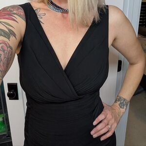 White House Black Market Rouched black dress